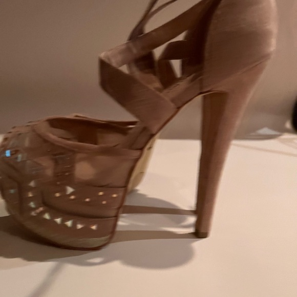 Zigishoho suede peep toe 6inch strap heels never worn - Picture 4 of 5